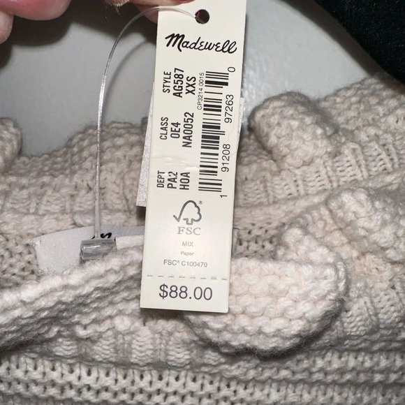 NWT Madewell XXS Cream Sweater with Cute Sleeves - Picture 5 of 5